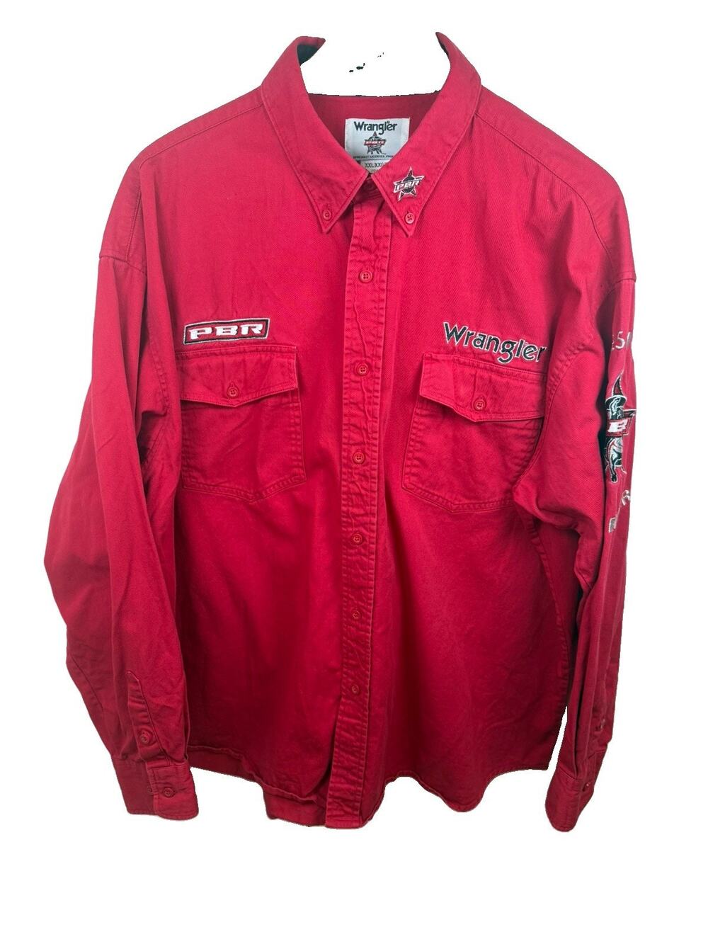 PBR Professional Bull Riders Shirt Mens 2XL XXL Red Rodeo Wrangler Long Sleeve